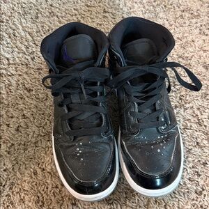 Jordan Black High-Tops with Purple Detail